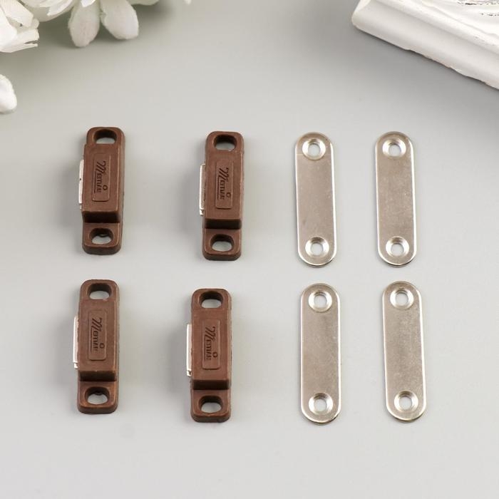 Замок магнитный (набор 4 шт) коричневый 3х1 см Замок магнитный (набор 4 шт) коричневый 3х1 см