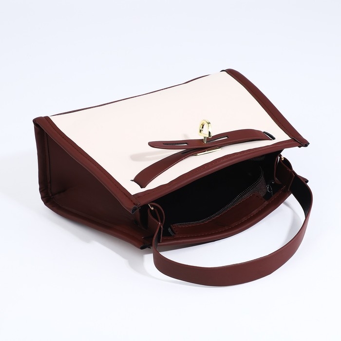 Сумка кросс-боди на молнии, цвет белый/коричневый Сумка кросс-боди на молнии, цвет белый/коричневый