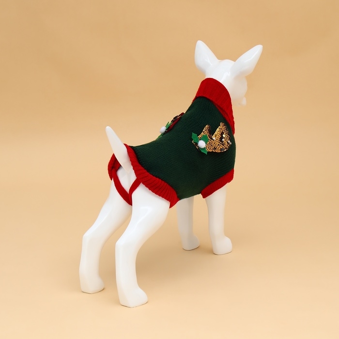 Свитер  Свитер "Рога удачи", размер XS (ДС 20 см, ОШ 17, ОГ 23-37), зелёный