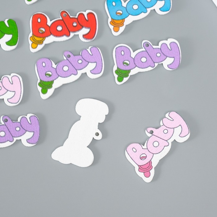 Декор для творчества дерево Декор для творчества дерево "Малыш - надпись" набор 10 шт 3,5х2 см