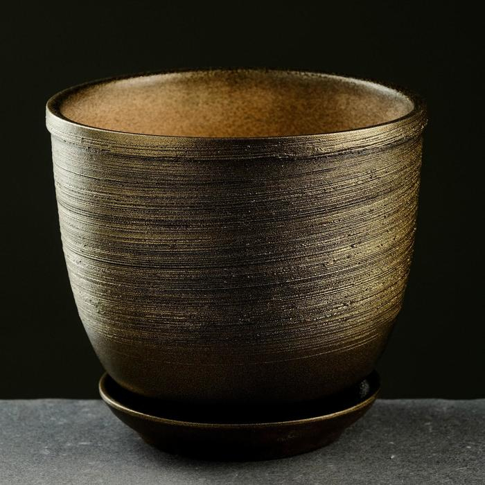 Горшок цветочный  Горшок цветочный "Золото" с поддоном, 1,8л