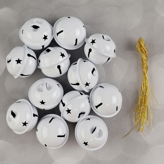 Бубенчики для рукоделия, набор 12 шт., размер 1 шт. — 3 см, цвет белый Бубенчики для рукоделия, набор 12 шт., размер 1 шт. — 3 см, цвет белый