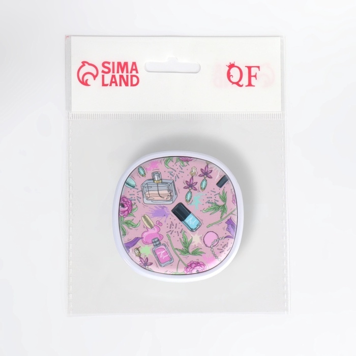 Зеркало складное «Флаконы», 7,5 × 7,5 см, цвет розовый