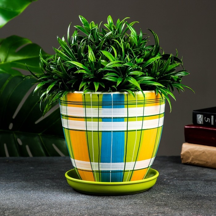 Горшок цветочный Горшок цветочный "Английская клетка" разноцветное, 2,4 л