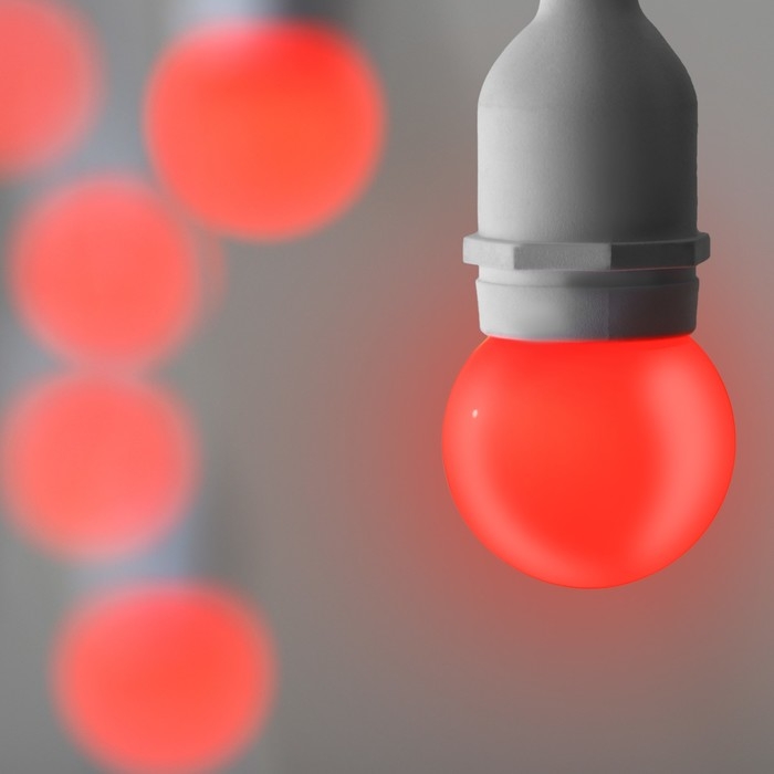 Лампа светодиодная Luazon Lighting, G45, Е27, 1.5 Вт, для белт-лайта, красная, наб 20 шт Лампа светодиодная Luazon Lighting, G45, Е27, 1.5 Вт, для белт-лайта, красная, наб 20 шт