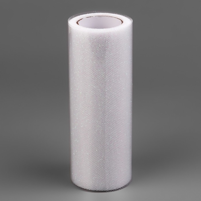 Фатин с глиттером, 15 см, 11 ± 1 г/кв.м, 9 ± 0,5 м, цвет белый №1 Фатин с глиттером, 15 см, 11 ± 1 г/кв.м, 9 ± 0,5 м, цвет белый №1