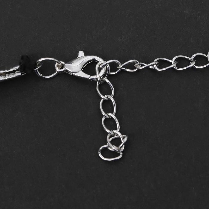 Чокер «Двойной» с нитью, бабочка, бело-чёрный в серебре, L=32 см Чокер «Двойной» с нитью, бабочка, бело-чёрный в серебре, L=32 см