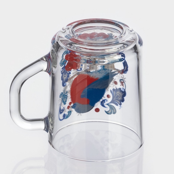 Кружка стеклянная для чая «Снегири на рябине», 200 мл