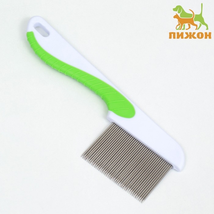 Расческа для шерсти 15,6 х 5,3 см, длинные зубья 3,4 см, бело-зелёная Расческа для шерсти 15,6 х 5,3 см, длинные зубья 3,4 см, бело-зелёная