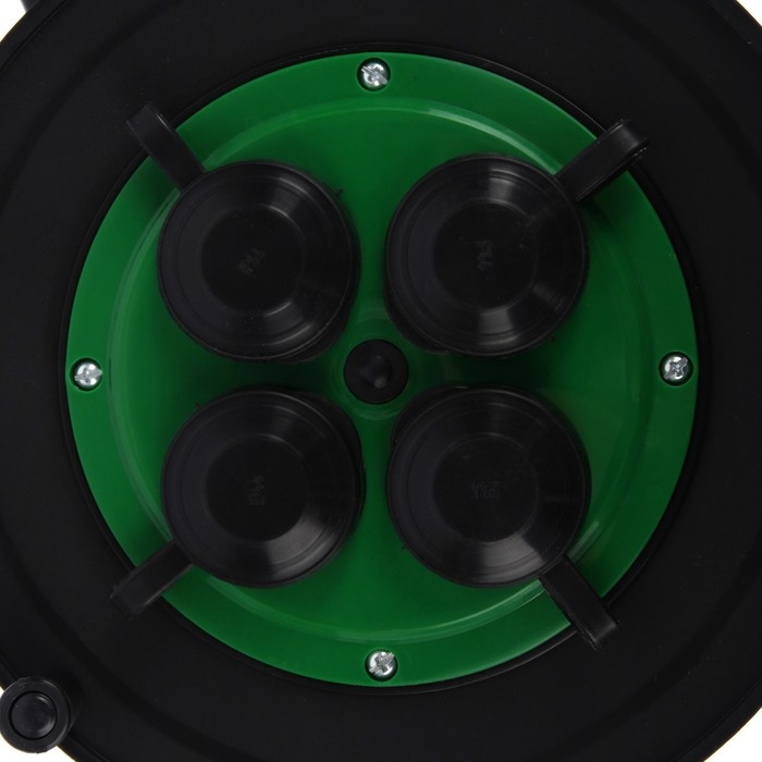 Катушка 4 розетки, с/з, с крышками IP44, 16 А, УХЛ2, зеленая Катушка 4 розетки, с/з, с крышками IP44, 16 А, УХЛ2, зеленая