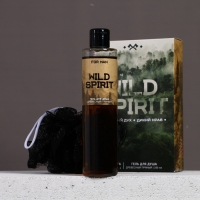 Подарочный набор косметики WILD SPIRIT, гель для душа 250 мл и мочалка, HARD LINE