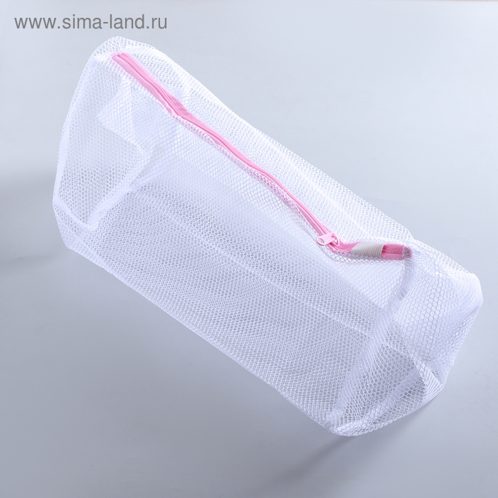 Мешок для стирки белья Доляна, 22×33×19 см, крупная сетка, цвет белый
