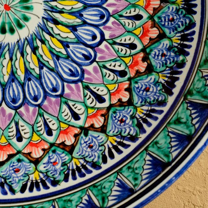 Ляган Риштанская Керамика  Ляган Риштанская Керамика "Узоры", 33 см, синий, глубокий