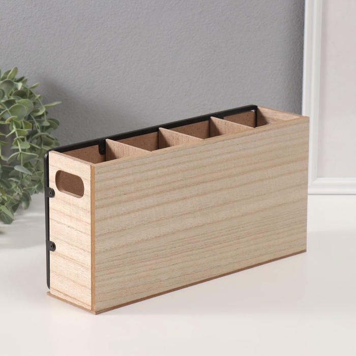 Подставка дерево с делениями "Кухонные принадлежности" 7,5х30х15 см