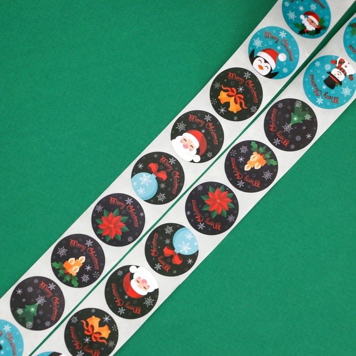 Новый год. Наклейки новогодние в рулоне Новый год. Наклейки новогодние в рулоне "Новогодняя ночь", 500 шт, 2,5 х 2,5 см.