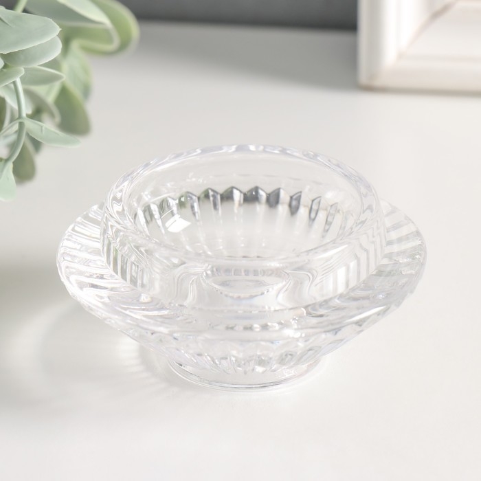 Подсвечник стекло Подсвечник стекло "Фонтан" двухсторонний прозрачный d- 2 и 5 см 8х8х4 см