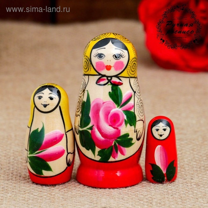 Матрёшка «Семёновская», 3 кукольная, 7 см, высшая категория Матрёшка «Семёновская», 3 кукольная, 7 см, высшая категория