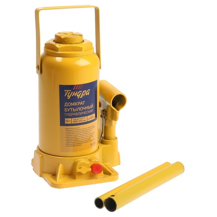 Домкрат бутылочный гидравлический ТУНДРА, второй клапан, подъем/подхват 395/210 мм, 12 т Домкрат бутылочный гидравлический ТУНДРА, второй клапан, подъем/подхват 395/210 мм, 12 т