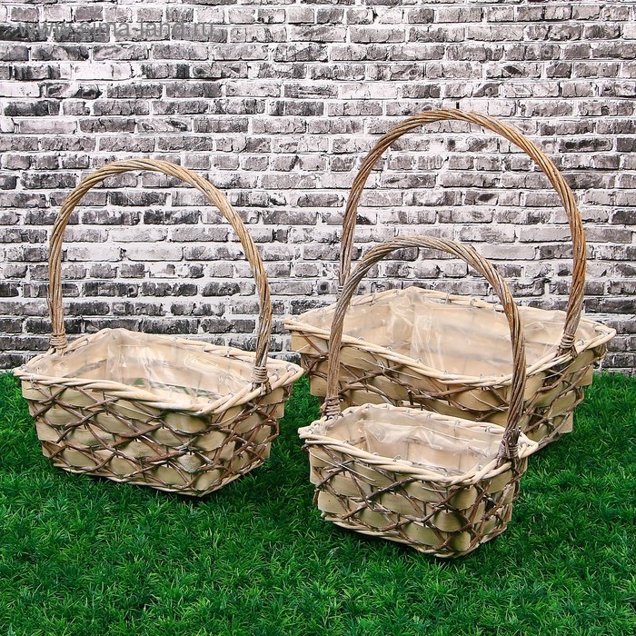 Набор корзин «Крестики», 3 шт: 32×25×13/37 см, 26×18×12/33 см, 20×14×9/29 см Набор корзин «Крестики», 3 шт: 32×25×13/37 см, 26×18×12/33 см, 20×14×9/29 см