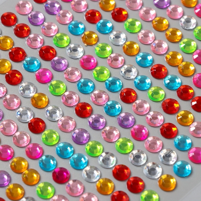 Наклейка пластик стразы "Мелкие", d - 0,5 см, МИКС 31,5х10,5 см