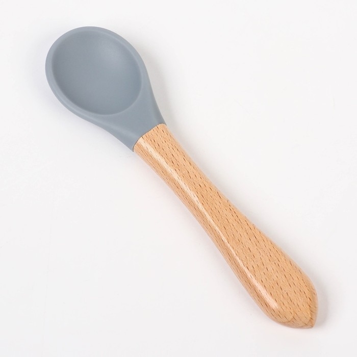 Набор для кормления: нагрудник, тарелка на присоске, ложка, M&B, серый Набор для кормления: нагрудник, тарелка на присоске, ложка, M&B, серый