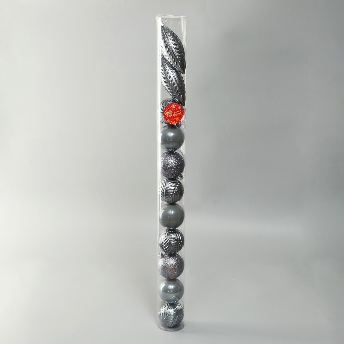 Набор украшений пластик 11 шт "Мелодия" сосулька, 6 см, серый