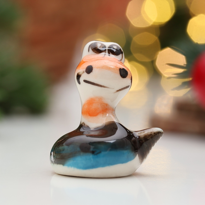 Новый год. Сувенир символ года Новый год. Сувенир символ года "Змея Пупс", гжель, цвет, 3,5 см