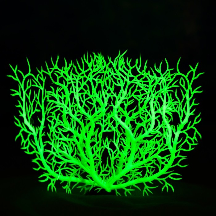 Растение искусственное аквариумное, светящееся, 15 см, зелёное
