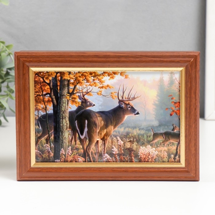 Ключница Ключница "Олень в лесу" 15х21 см орех