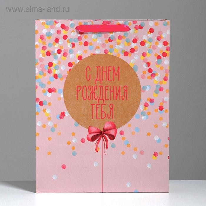 Пакет подарочный крафтовый вертикальный, упаковка, «С Днём Рождения Тебя!», 30 х 41 х 11,5 см Пакет подарочный крафтовый вертикальный, упаковка, «С Днём Рождения Тебя!», 30 х 41 х 11,5 см