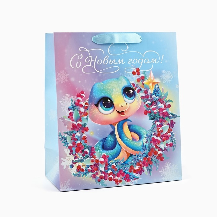Пакет подарочный новогодний ламинированный «Змея 2025», ML 23 х 27 х 11.5 см , Новый год