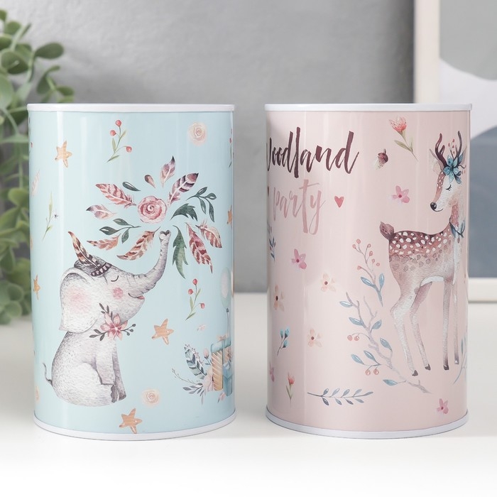 Копилка металл Копилка металл "Слоник/Олень в цветах" МИКС 8х8х12,5 см