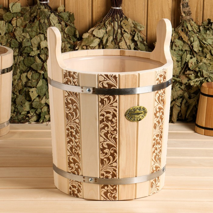 Запарник из липы, 13 л, пластиковая вставка, ручки-деревянные (Рисунок  2) Запарник из липы, 13 л, пластиковая вставка, ручки-деревянные (Рисунок  2)