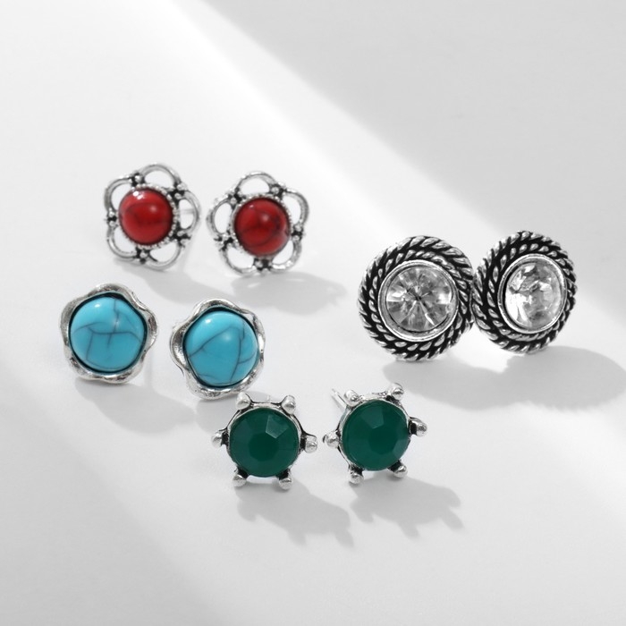 Пусеты в коробке 36 пар «Натурель», цвет МИКС в чернёном серебре Пусеты в коробке 36 пар «Натурель», цвет МИКС в чернёном серебре