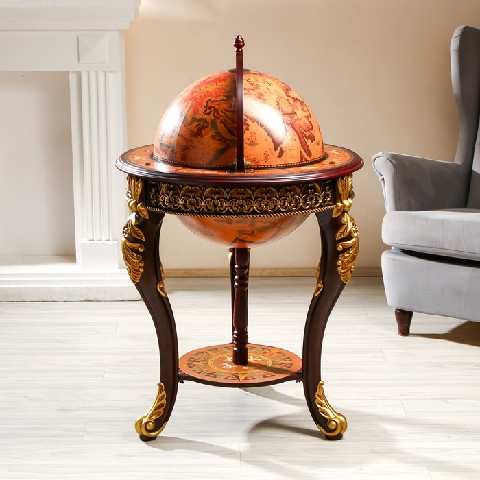 Глобус бар декоративный Глобус бар декоративный "Винтажная карта" узорные ножки 60,4х60,4х104 см