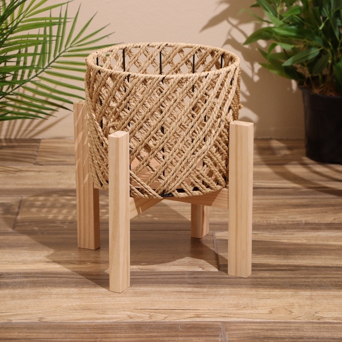 Набор плетёных кашпо, 3 шт 29х29х22 см, цв. светло-бежевый Набор плетёных кашпо, 3 шт 29х29х22 см, цв. светло-бежевый