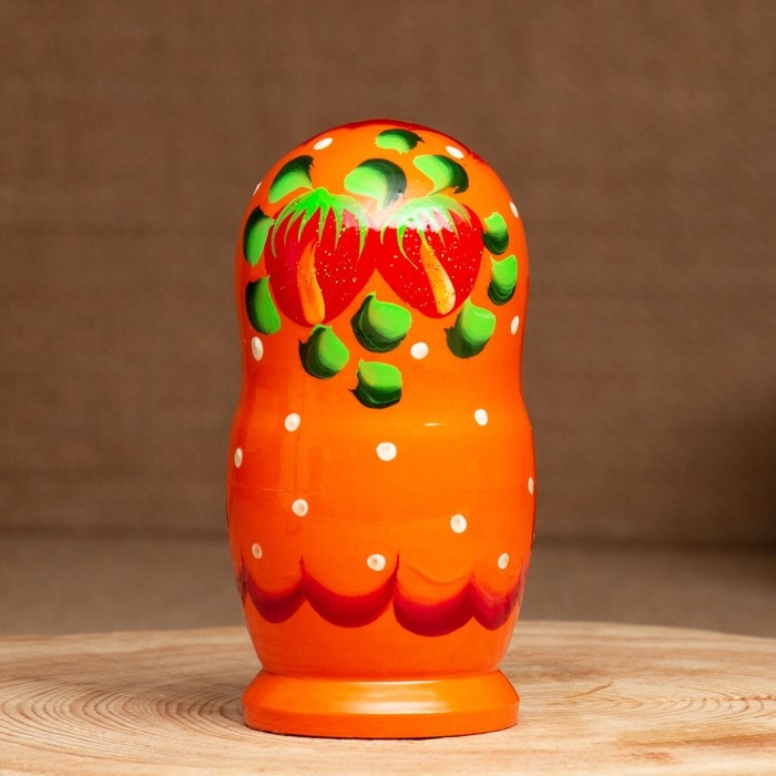 Матрёшка «Земляничка», оранжевое платье, 3 кукольная, 10-12 см Матрёшка «Земляничка», оранжевое платье, 3 кукольная, 10-12 см