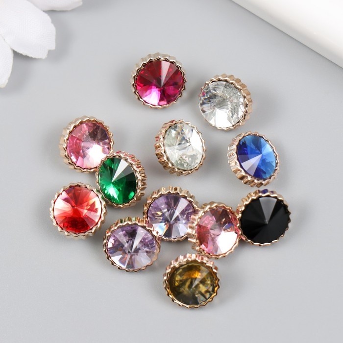 Пуговица пластик для творчества Пуговица пластик для творчества "Кристалл в огранке" набор 12 шт МИКС 1,2х1,2х0,8 см