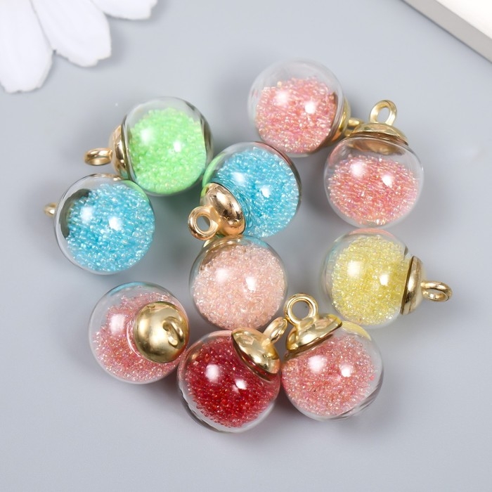 Подвеска для творчества пластик Подвеска для творчества пластик "Шар - микробисер" набор 10 шт МИКС 2,1х1,6х1,6 см