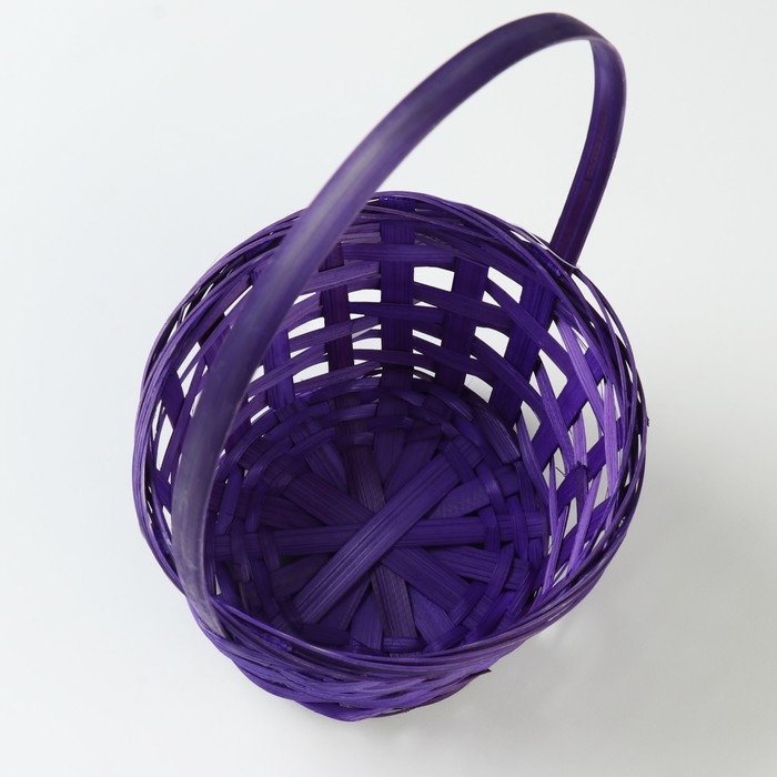 Корзина плетеная, D17 х 9 х 30 см, фиолетовая, бамбук Корзина плетеная, D17 х 9 х 30 см, фиолетовая, бамбук