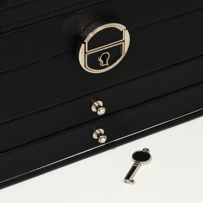 Подставка для украшений «Шкатулка» раздвижная с зеркалом, 22×17×11,5, цвет чёрный Подставка для украшений «Шкатулка» раздвижная с зеркалом, 22×17×11,5, цвет чёрный