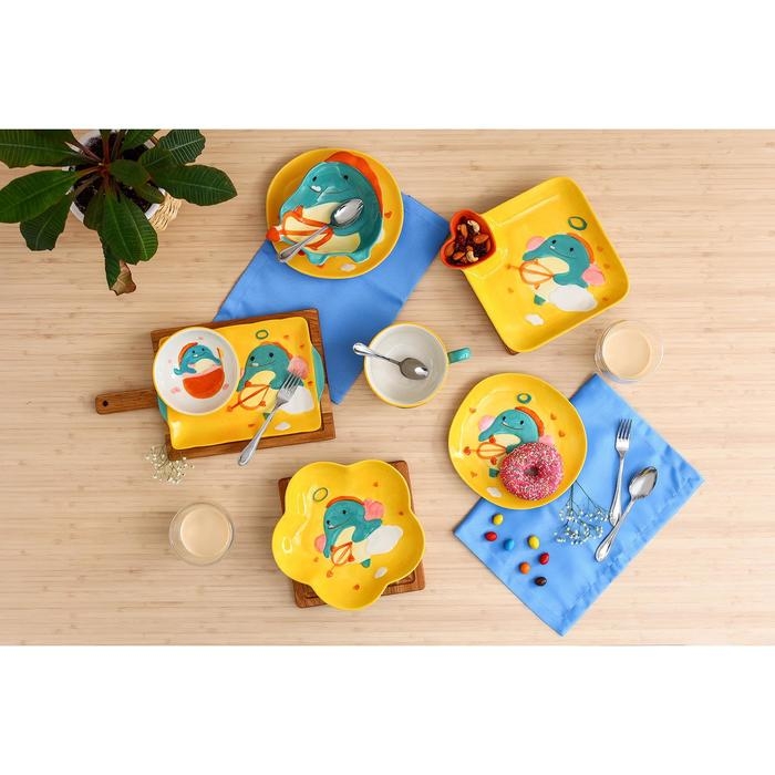 Тарелка керамическая «Купидон Дино», d=20,5 см, цвет жёлтый Тарелка керамическая «Купидон Дино», d=20,5 см, цвет жёлтый