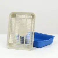Лоток для кошек, 34.5&times;25.5&times;7.5 с, с сеткой, пластик, бежевый, синий