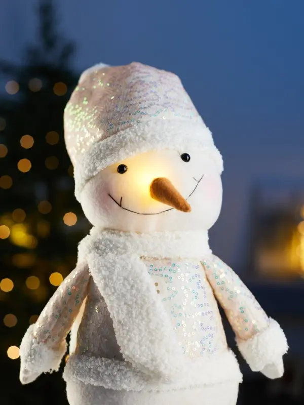 Светодиодная фигура &laquo;Снеговик&raquo; 55-84 см, текстиль, телескопические ножки, 1 LED, от батареек LR1130&times;3, свечение тёплое белое