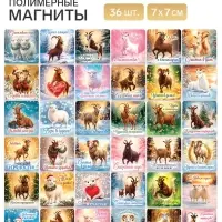 Магниты новогодние, полимерные &laquo;Символ года 2027&raquo;, 7&times;7 см, набор 36 шт.