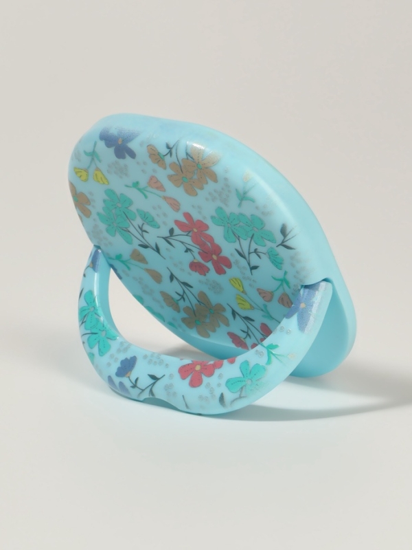 Зеркало карманное «Узор», с подставкой, 8 × 8 см, цвет голубой