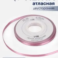 Лента атласная TEIRA, двухсторонняя, 6 мм, 25&plusmn;1 м, розовая №165