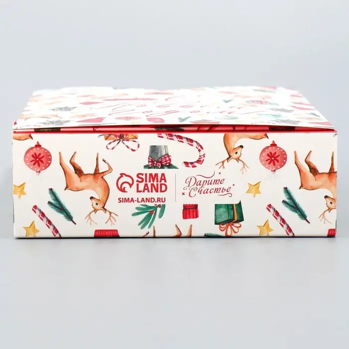 Коробка подарочная новогодняя складная «С Новым годом!», 21х 15 х 5 см Коробка подарочная новогодняя складная «С Новым годом!», 21х 15 х 5 см