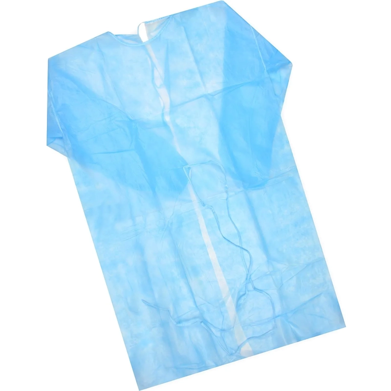 Халат н/с , на завязк, рук.рез, дл.110см, XXL, пл 20, голуб, 10 шт/уп