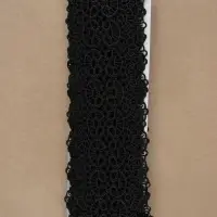 Кружево гипюровое, 65 мм, 6.8&plusmn;0.5 м, цвет чёрный